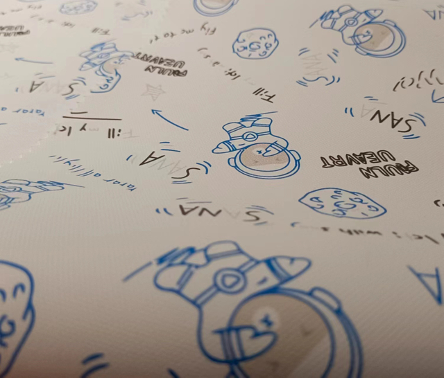 900D stick-off paper printed astronaut polyester fabric