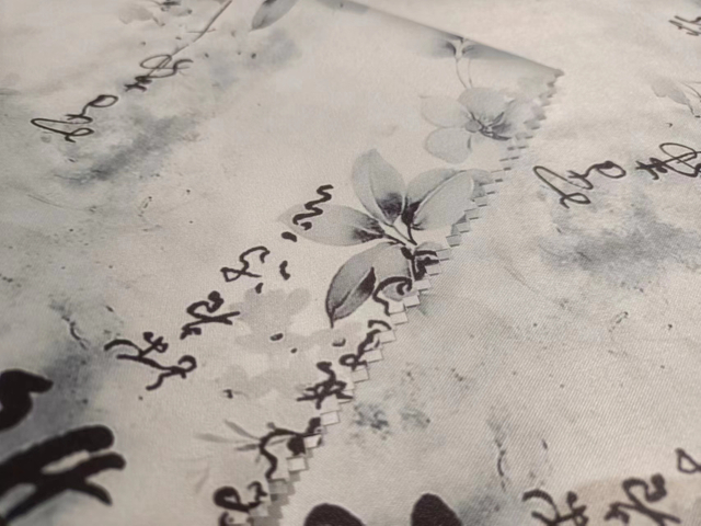 RPET75D matt satin with digital printed pattern polyester fabric