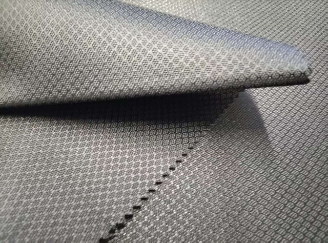 600D elastic filament with diamond-shaped jacquard grid pattern polyester fabric