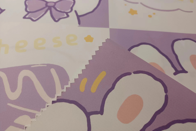900D stick-off paper printed cake bunny polyester fabric