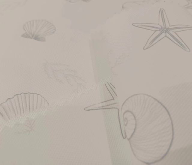 900D stick-off paper printed seaweed shells polyester fabric