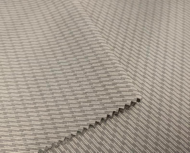 RPET300D dope dyed stripe weaved polyester fabric.