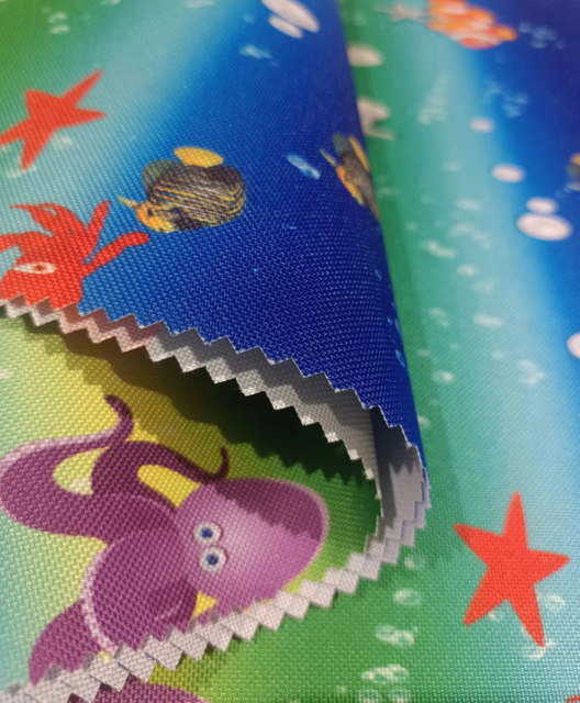 Printed RPET 600D oxford polyester (blue)
