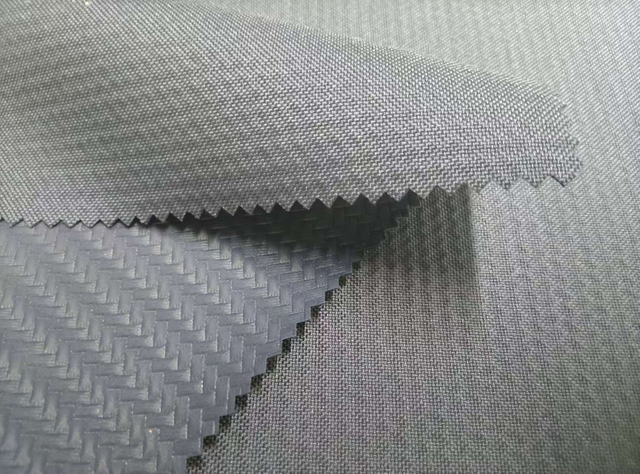 600D TPE with Pressed Bamboo Mat like Pattern polyester fabric