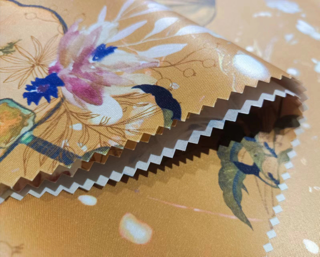 RPET75D matt satin with digital printed pattern polyester fabric.