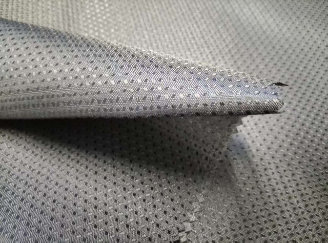 150D elastic filament with left and right jacquard pattern of dot design polyester fabric