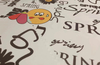 900D stick-off paper printed letter florets polyester fabric