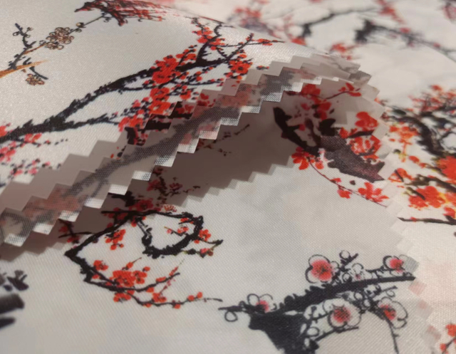 RPET75D matt satin with digital printed pattern