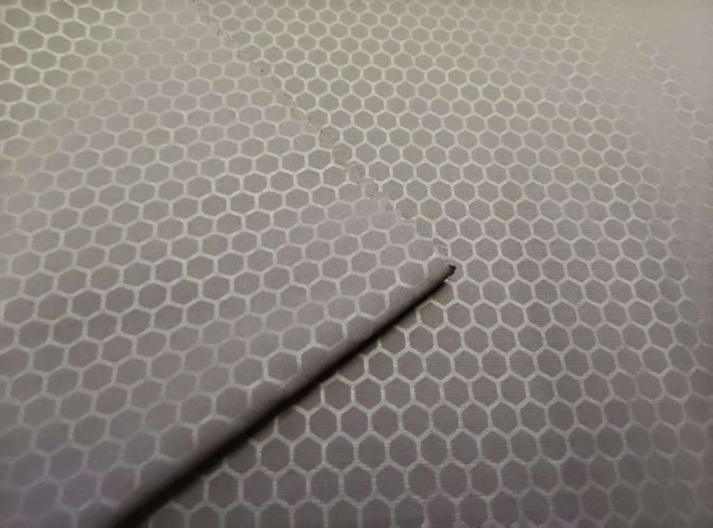 300T Polyester fabric Pongee with Three-Line Embossed Grid and Heat-Pressed Honeycomb Pattern