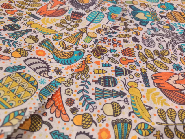 Printed 300D oxford polyester fabric(owl)