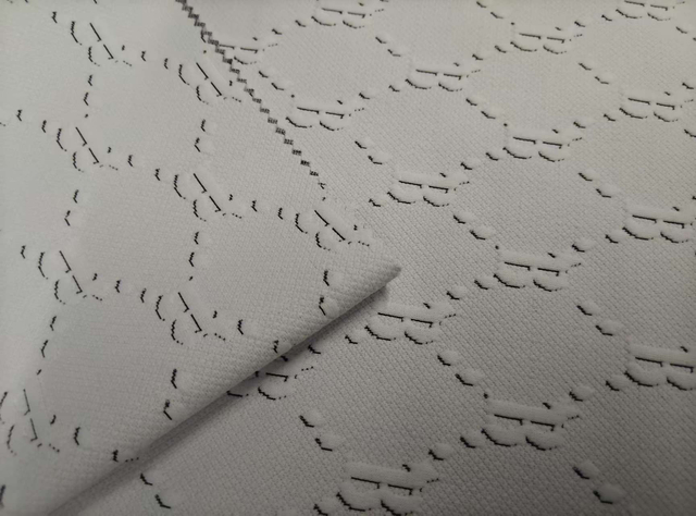 Knitted diamond shaped letter jacquard polyester fabric