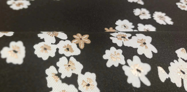 RPET600D with metallic print and TPE backing polyester fabric