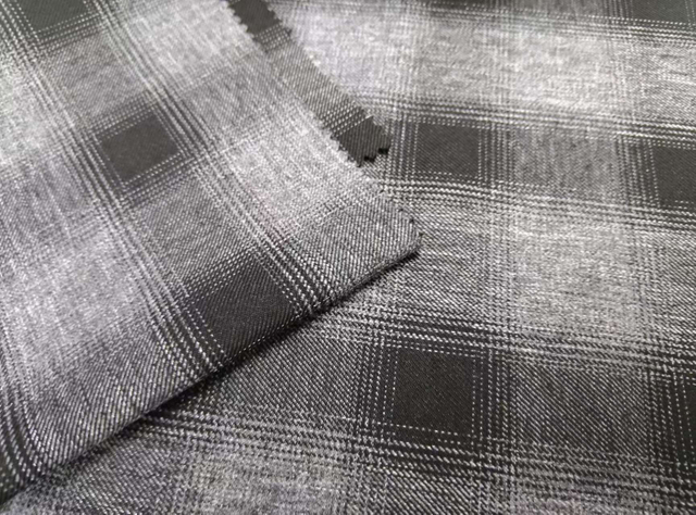 Yarn dyed Cationic Black and white Large Check polyester fabric