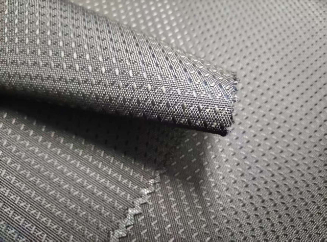400D filament with yin yang left right dotted oblique pattern polyester fabric