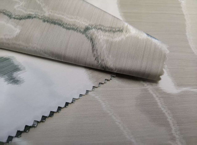 Map-patterned polyester ffabric warp beam printing